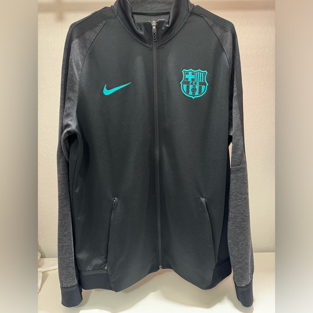Men's Nike Black/Teal Blue Barcelona N98 Full-Zip Track Jacket